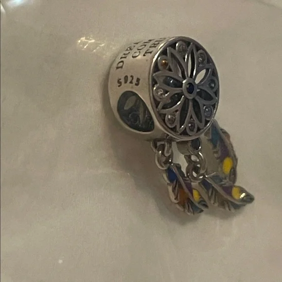 Pandora 925 Sterling Silver Dreamcatcher Charm with Multicolor Accents - Picture 9 of 11